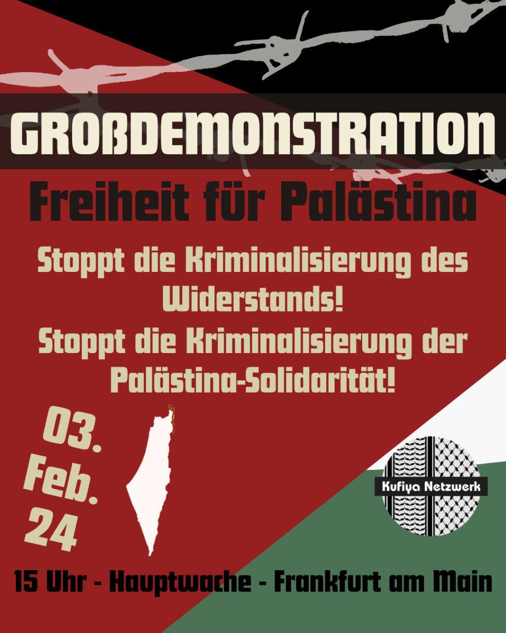 Demo: Stoppt die Kriminalisierung des Widerstandes, stoppt die Kriminalisierung der Palästina-Solidarität!